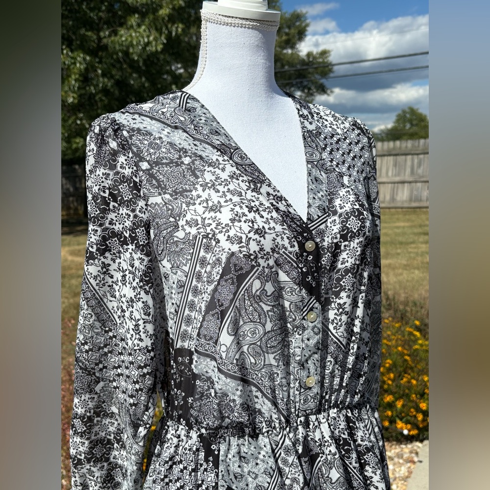 Stella & Julia Paisley Patchwork Midi Dress in Size 10